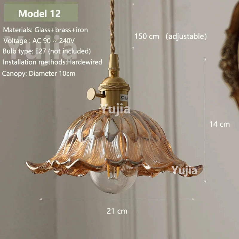 suspension lumineuse vintage transparente relief doré éclairage rétro chambre salon