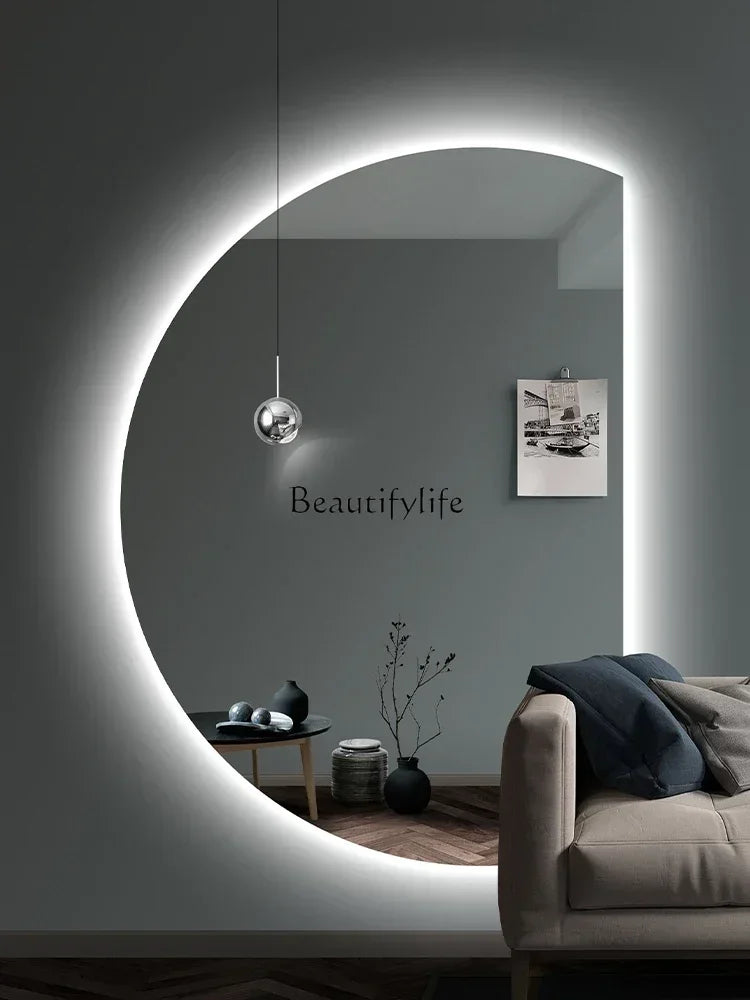 Miroir demi-rond prune dans entrée