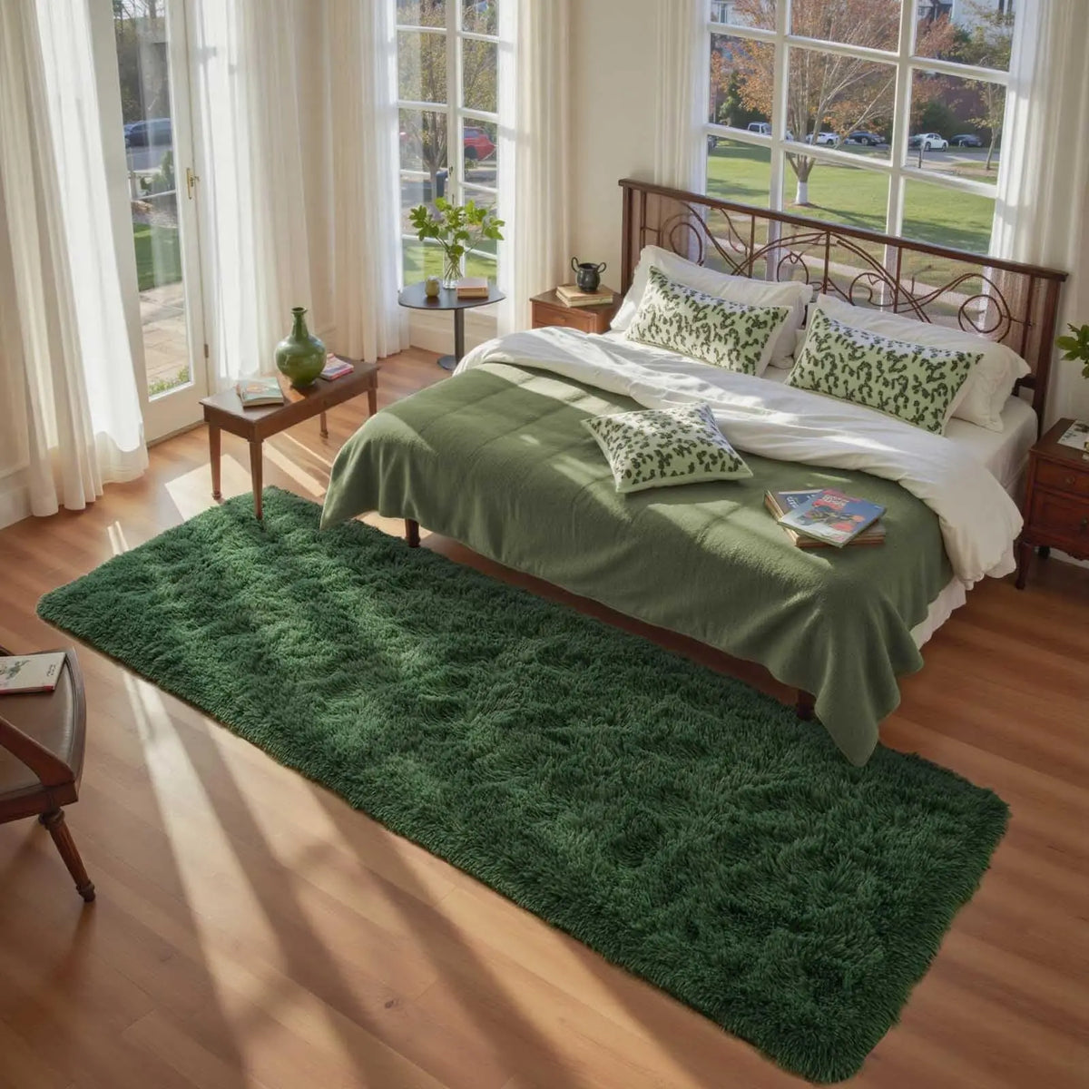 tapis moderne vert foncé doux fourré salon chambre balcon adhésif polyeste qualité spécialité moisture