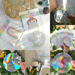 autocollant holographique motif animalier papillon chat champignons effet arc ciel transparent moderne adhésif mur