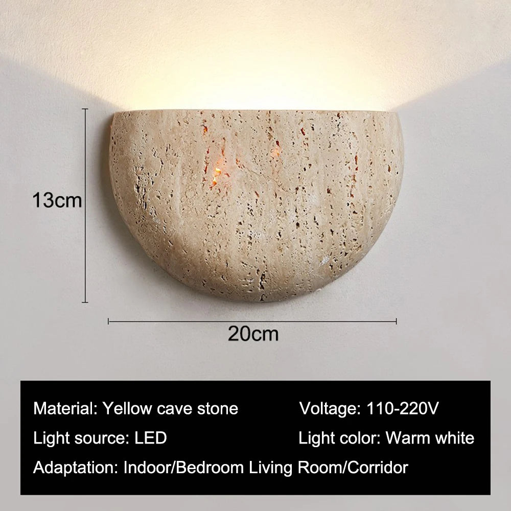 applique murale minimaliste pierre texture naturelle éclairage led muraux chambre cuisine salle manger lumière
