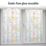 film décoratif fenêtre floral multicolore semi opaque moderne adhésif isolation uv do it yourself