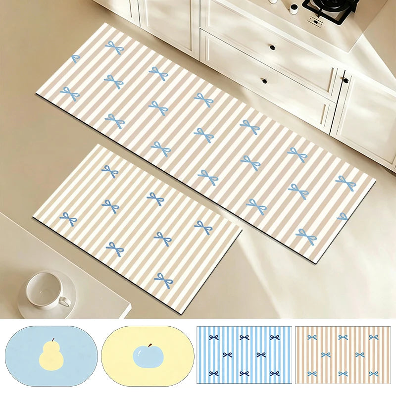 tapis sol cuisine salle bain antidérapant motif pomme poire moderne maison décoration