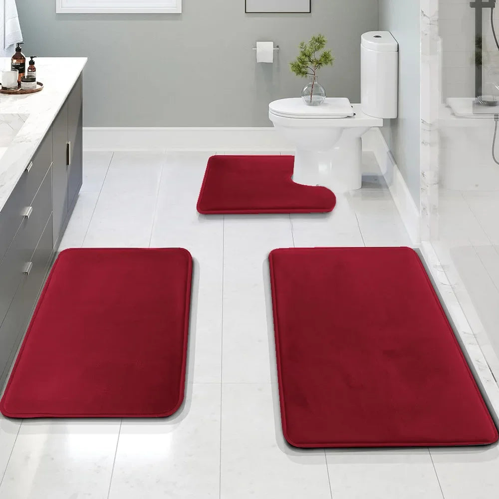 tapis bain gris uni doux moderne adhésif ensemble trois pièces chambre salle bain