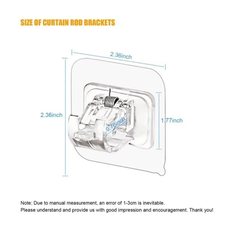 clips rideau adhésifs transparents moderne ajustables tringle douche suspension murale fixe
