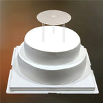 support gâteau blanc moderne tiges verticales plateau rond carré