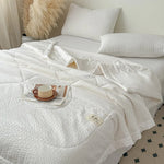 couette d'été coton 100 tissée rayures moderne blanche jacquard respirante été adultes maison