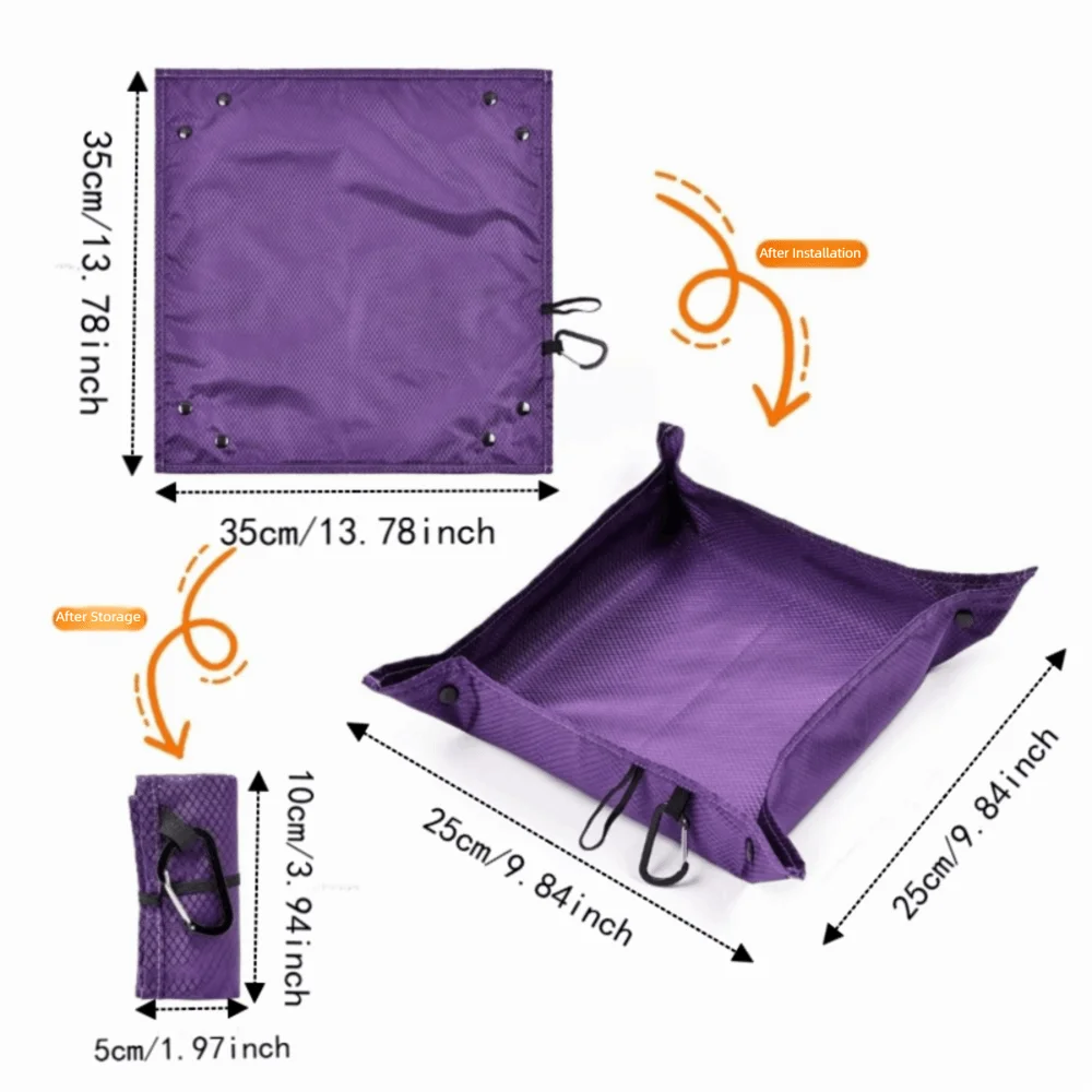 plateau pliable tissu violet utilitaire outdoor myrtilles oranges tissage texturé imperméable multifonctionnelextérieur