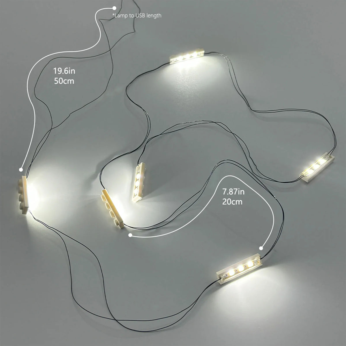 éclairage led kit lego blanc noir lumière chaude froide modules connecteurs usb câble fils