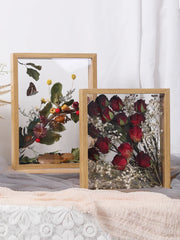 cadre floral séchée 3d double face rouge fleurs livres miniatures decoration murale moderne