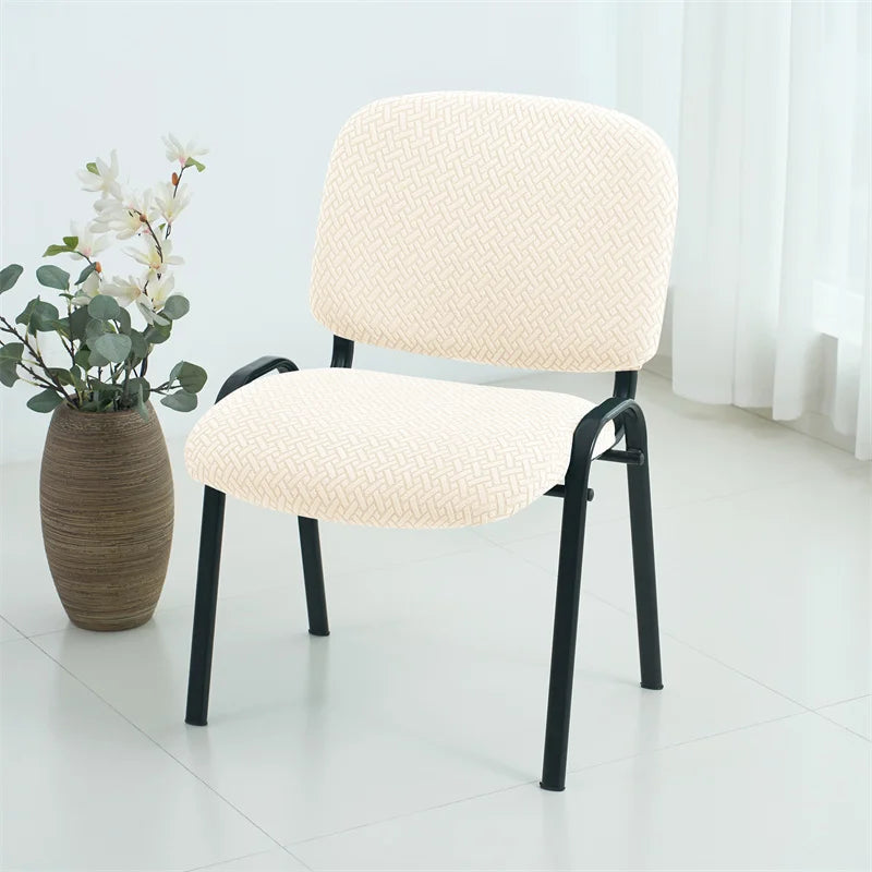 housse chaise tissu jacquard polyester moderne beige clair protection salle manger universelle adjustablewashing slipcover