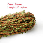 ruban tressé feuilles vertes artisanal 10m polyestere jute decoration mariage garden diycraft vert rouge