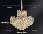 lustre led cristal transparent doré crochets classique salon chambre cuisine