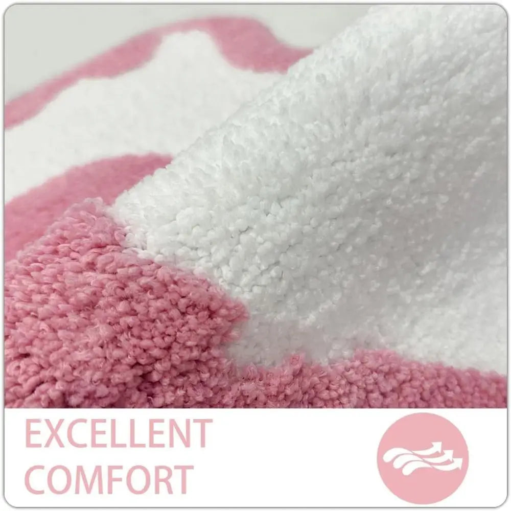 tapis bain blanc rose ruban doux moderne adhésif 40cm 50cm 60cm 80cm