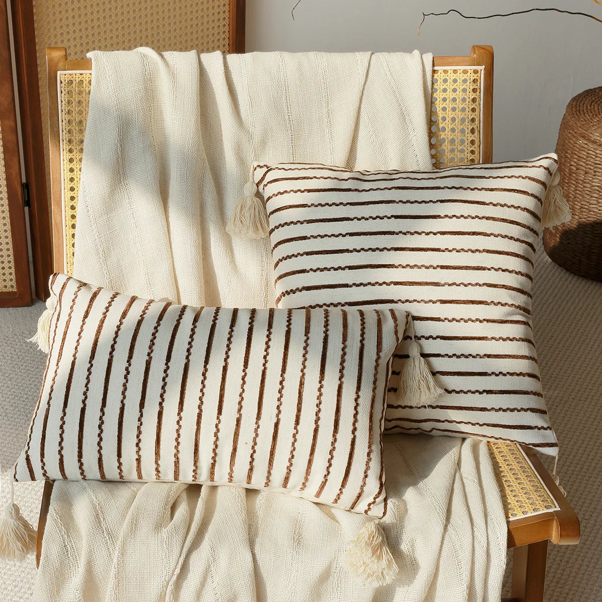 housse coussin géométrique polyester beige marron contemporain opacité 30x50cm 45x45cm décoration maison voiture