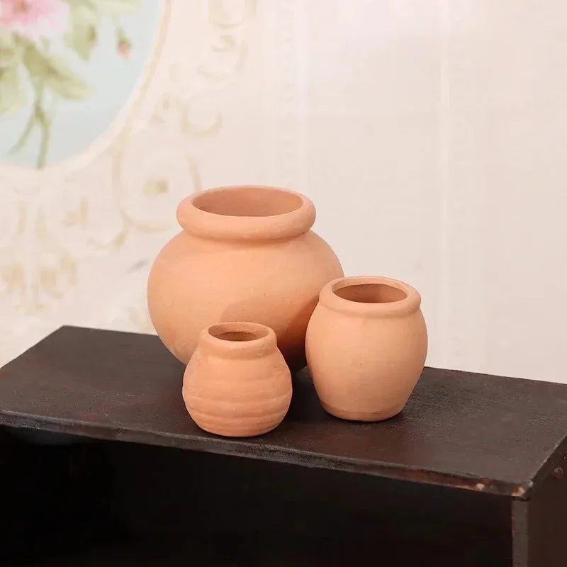 pots céramique miniature rustique pots texte horizontal cannelé décoration enfant jouets cuisine architectural