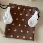 sac cordons étoiles créatif enfantin beige marron rose pâle anti poussière polyestère portable