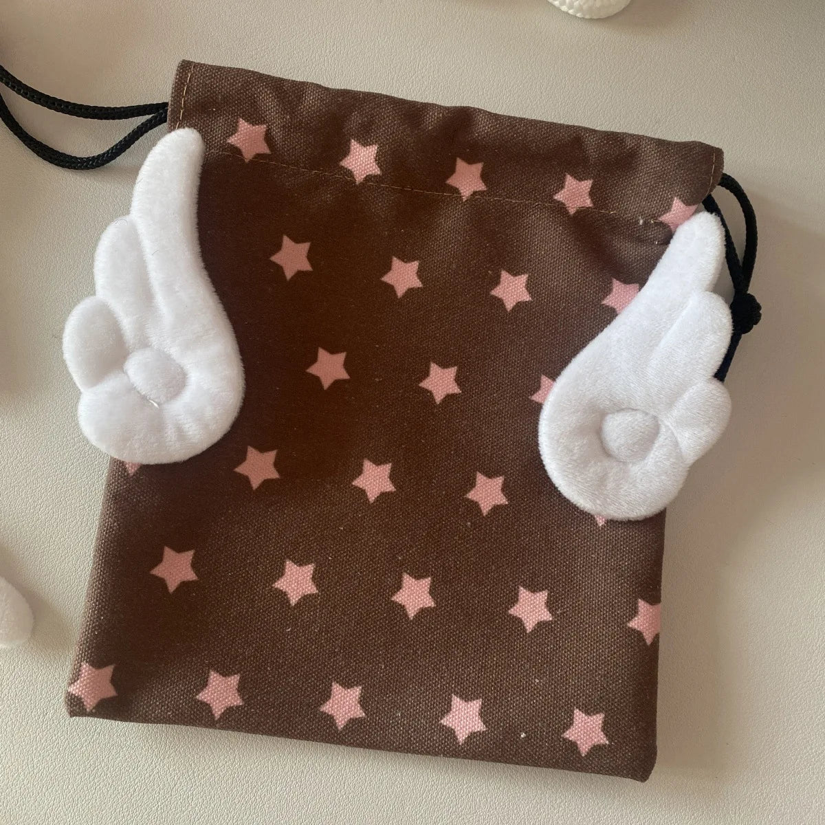 sac cordons étoiles créatif enfantin beige marron rose pâle anti poussière polyestère portable