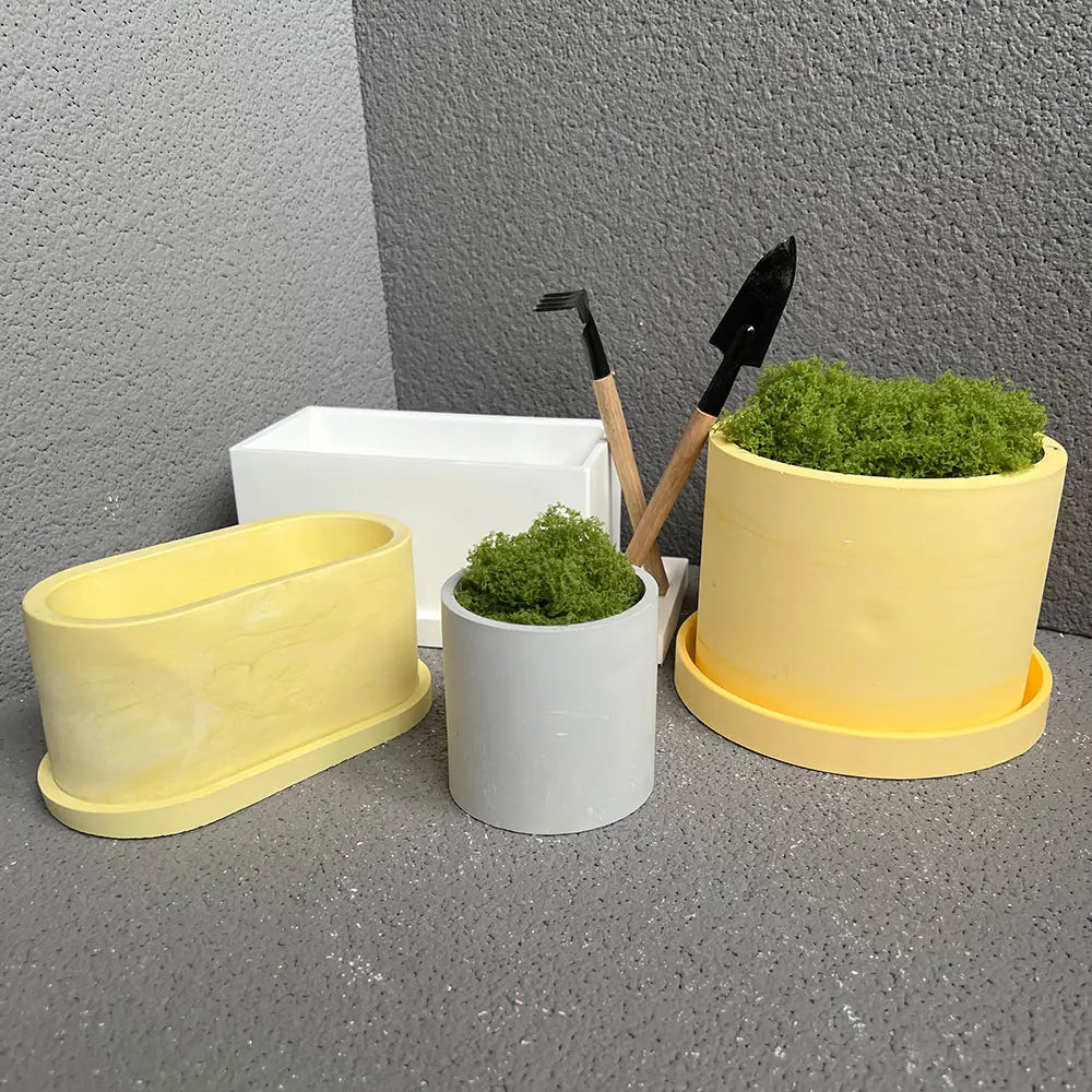 jardin pots silicone moderne jaune blanc gris mat opaques variés tailles
