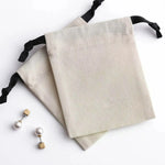 sac bijoux toile coton fleuri ruban noir beige clair minimaliste réutilisable personnalisable logo imprimé