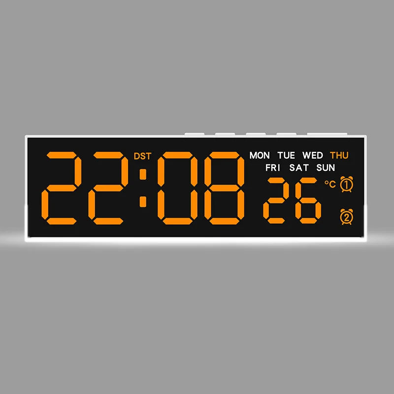 horloge numérique moderne écran led noir blanc vert bleu affichage température usb alarmes luminosité