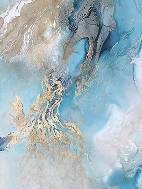 tableaux decoratifs abstraits moderne toile bleu or texture craquelée set deco salon