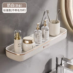 étagères rangement murales adhésives blanches modernes salle bain produits cosmétiques bouteilles lessive serviettes