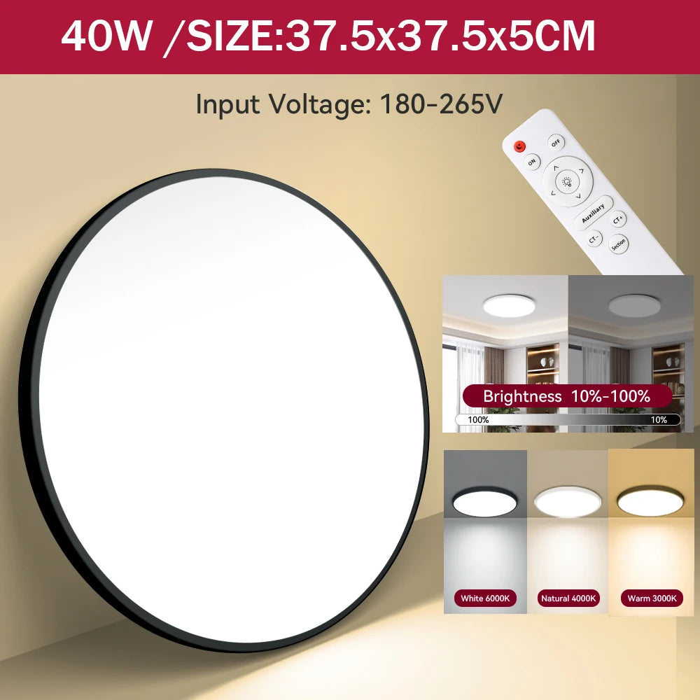 Lampe LED intelligente moderne blanc ronde télécommande fonction nuit dimmable réglage couleur sélection luminosité