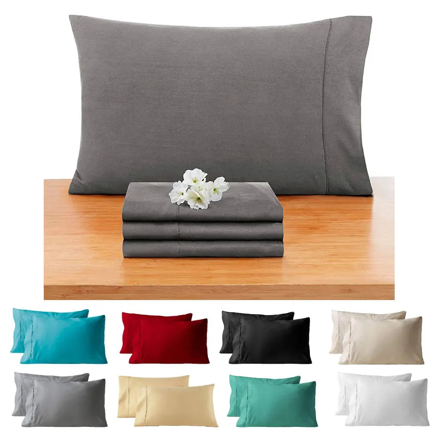 taies d'oreiller gris uni respectueux environnement coton polyester qualité moderne house