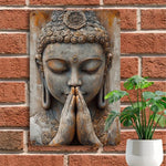 statue bouddha aluminium relief sculpté gris brun beige décoration murale intérieur extérieur (Seulement 14