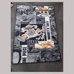 tapis personnages manga one piece luffy gears noir blanc gris graphique maison