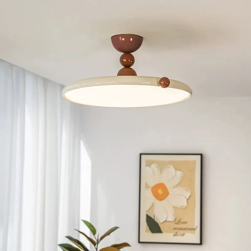 plafonnier led moderne suspension circulaire sphérique beige marron rouge télécommande minimaliste intérieur