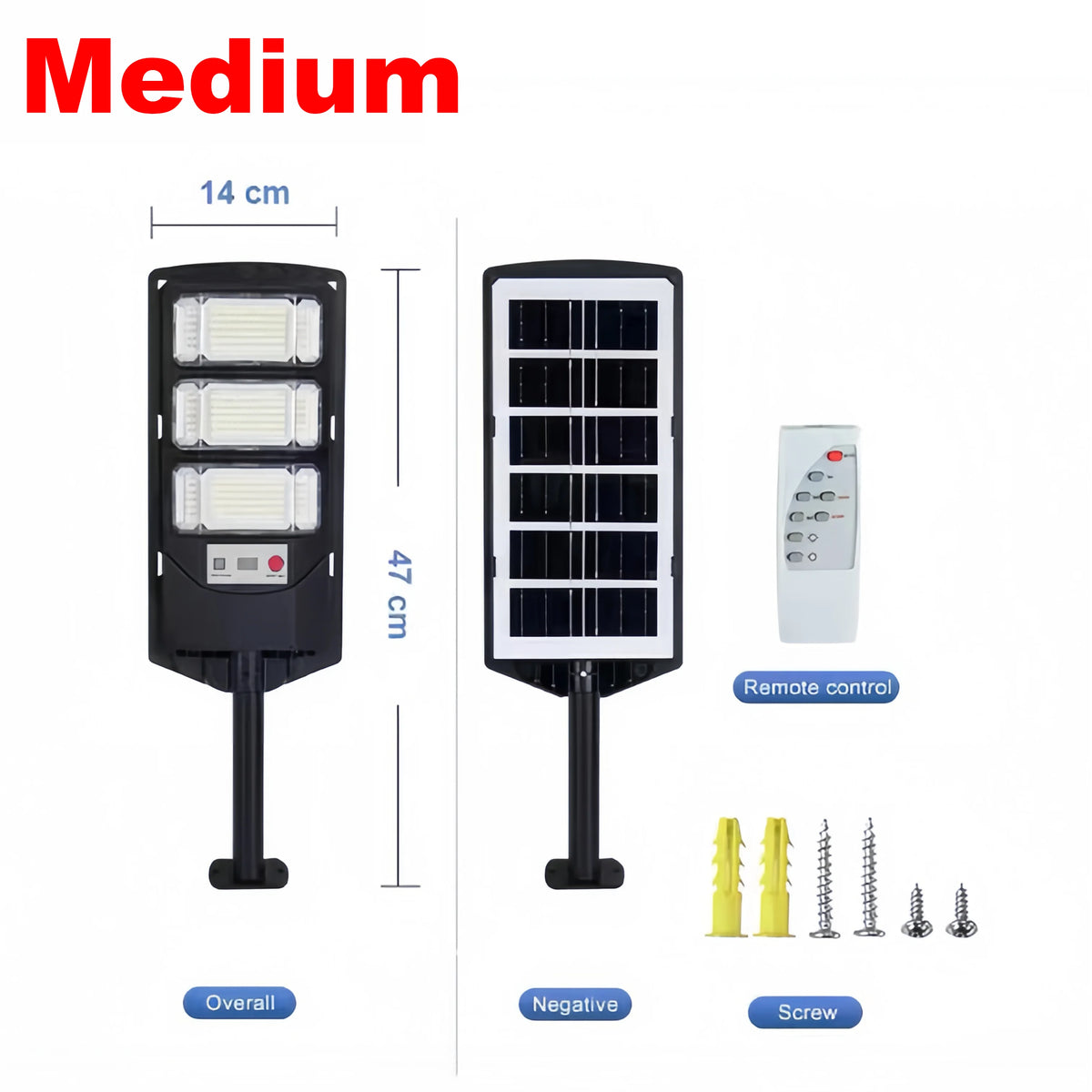lampe solaire led moderne noire ip67 320 largeur éclairage détecteur mouvement contrôleur distant