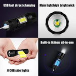lampe torche rechargeable uv led noire 100m lumiere intense variateur clips moderne