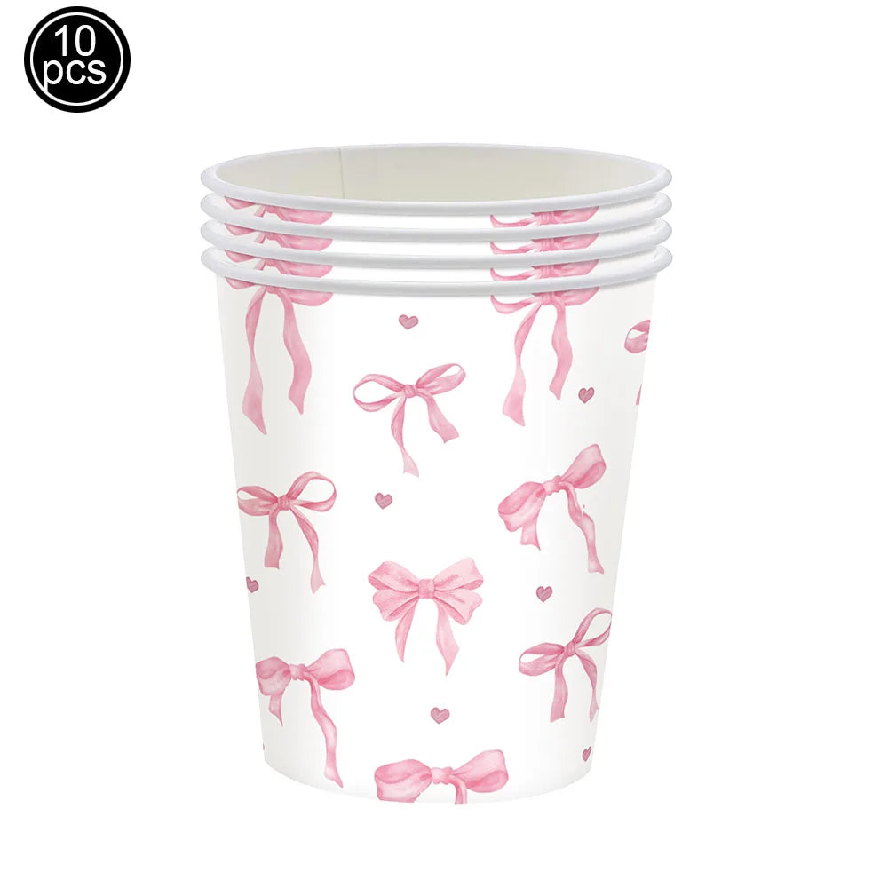 vaisselle jetable fête anniversaire mariage blanc rose arcs coeurs rayures pop corn sac cadeau