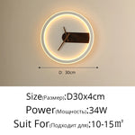 applique murale moderne horloge LED contemporain éclairage quotidien noir doré fixée mur