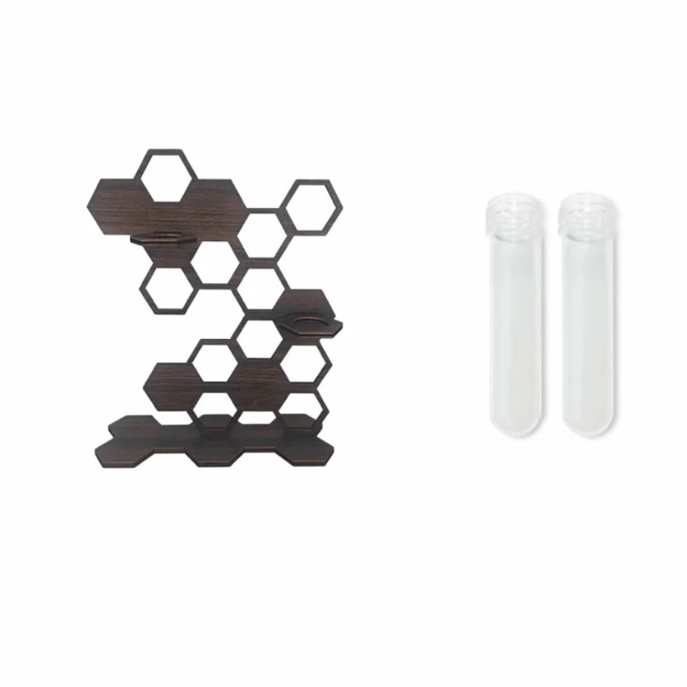 porte plantes moderne porte clés adhésifs hexagonnels motifs géométriques plantes artificielles marron foncé minimaliste