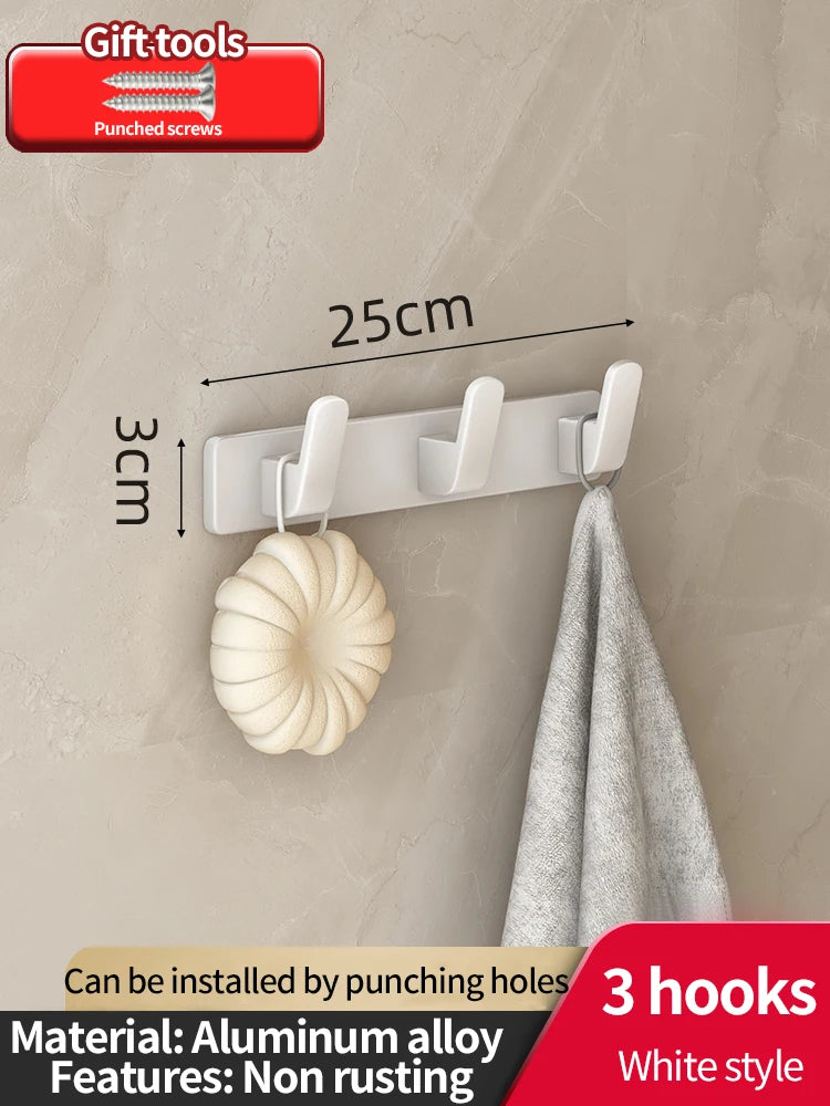 porte clés mural adhésif blanc gris moderne rangement porte manteau sacs 65cm
