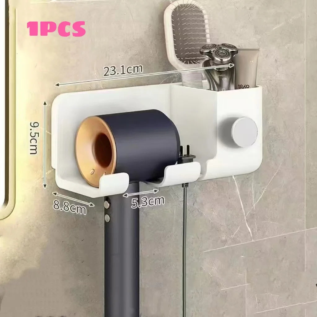 séchoir cheveux support mural moderne gris cuivre brosse rasoir crème