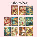 autocollants décoration cartes postales motifs féeriques paysages personnages scrapbooking bricolage opaques