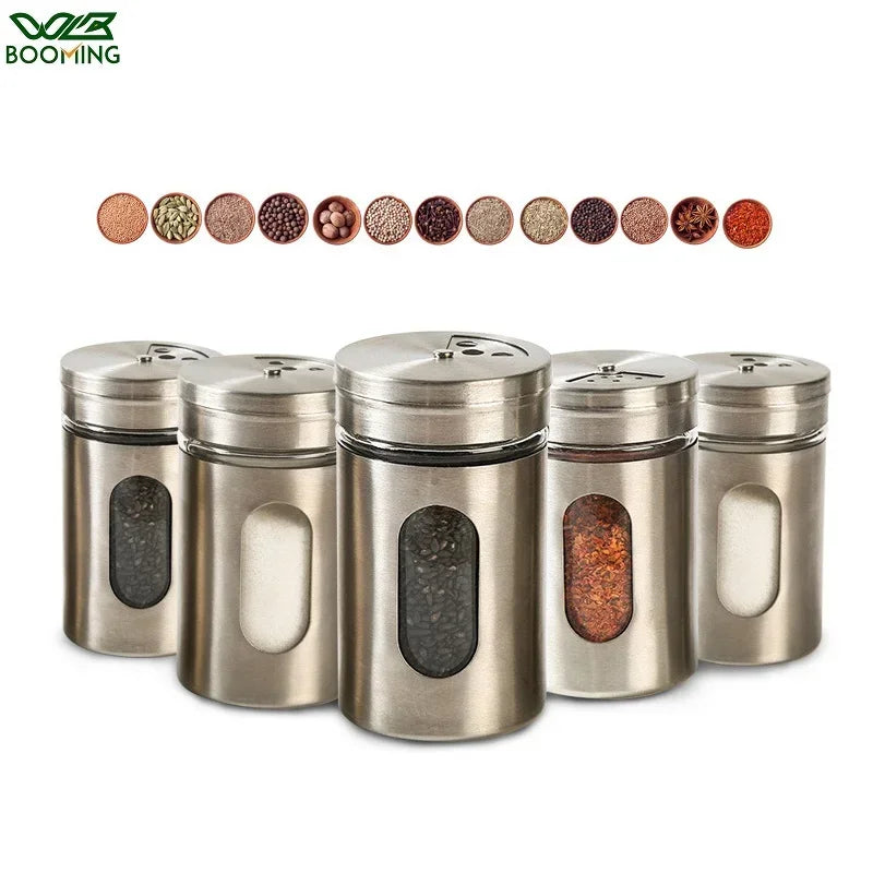 boîtes rangement épices acier inoxydable moderne qualité alimentaire eco friendly healthy transparent fenêtre 4.9cm