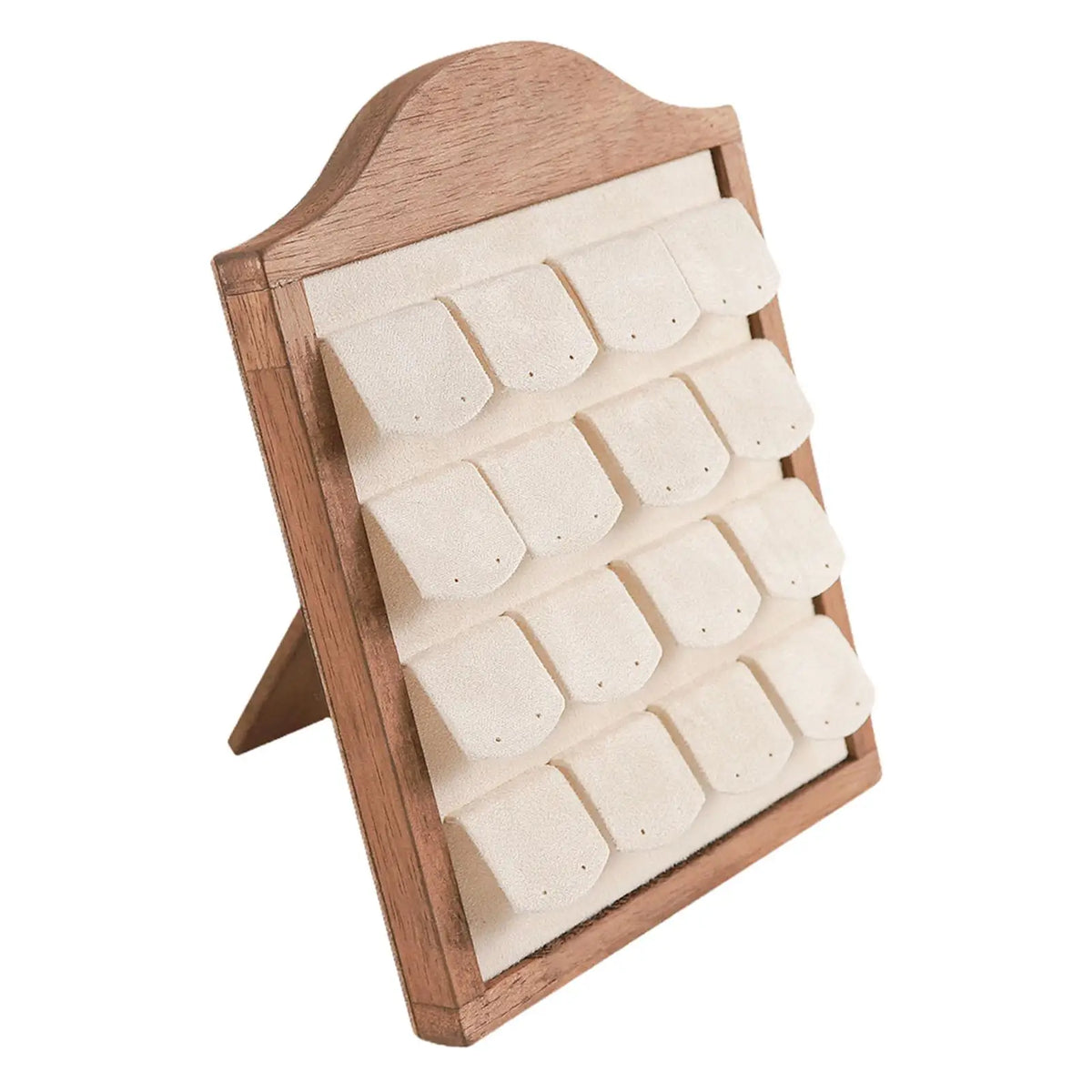 présentoir bijoux bois clair 16 paires velours grain rustique champêtre support