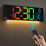 grande horloge murale digitale couleurs rvg télécommande alarme lumineuse moderne
