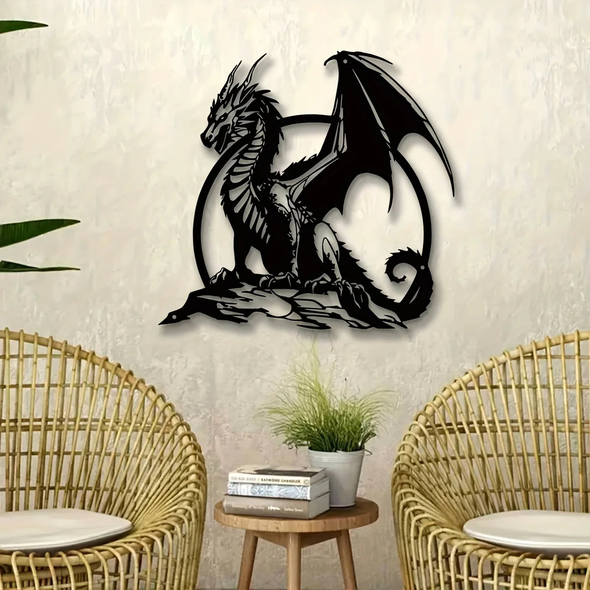 sculpture murale dragon noir art contemporain décoration intérieure extérieure moderne finement détaillée fixations incluses