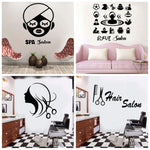 sticker mural moderne coiffure fleur textes salon cheveux symboles spa adhésif chambre salon