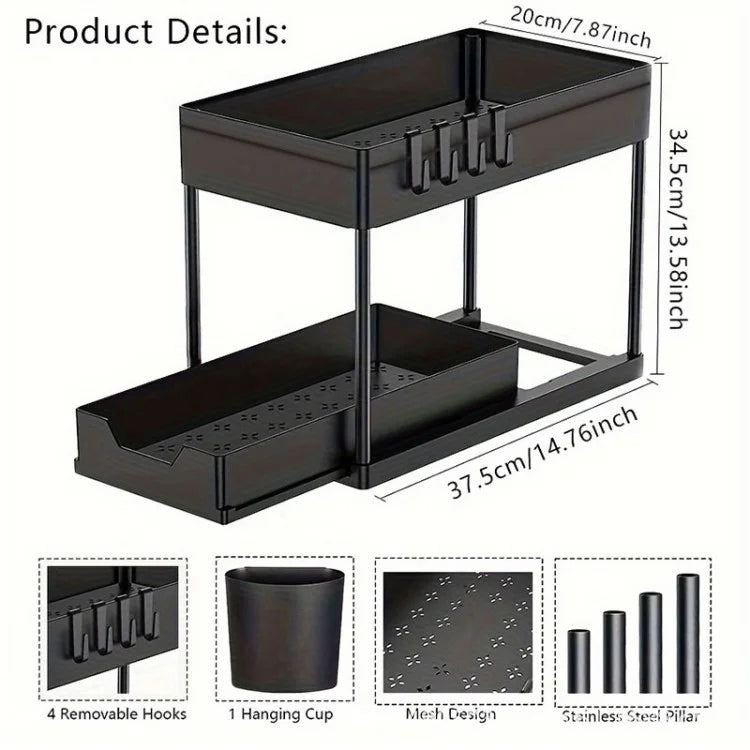 étagère rangement noir plastique reutilisable moderne clips tasse rangement sous meuble chambre cuisine
