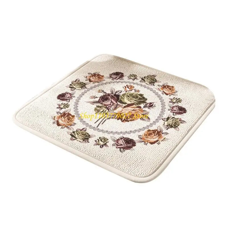coussin chaise mousse mémoire forme carrée classique fleurs bordure ornée rouge gris