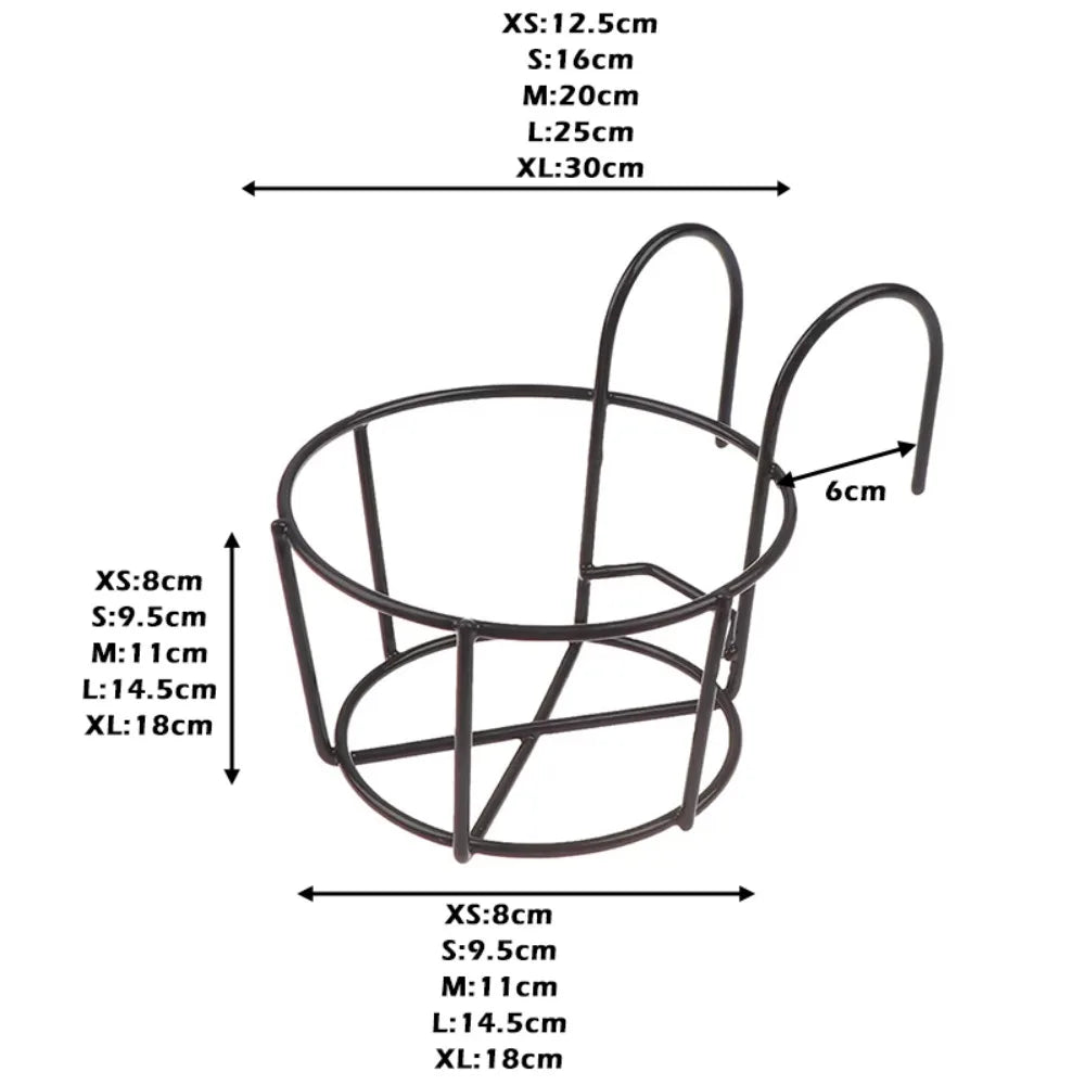support fleurs suspendu noir blanc grille circulaire minimaliste crochets fixations pots fleurs métalextérieurintérieur