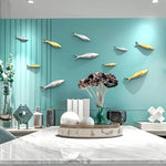 décoration murale poissons argent bleu or rétro moderne adhésif salle vintage brillant chambre