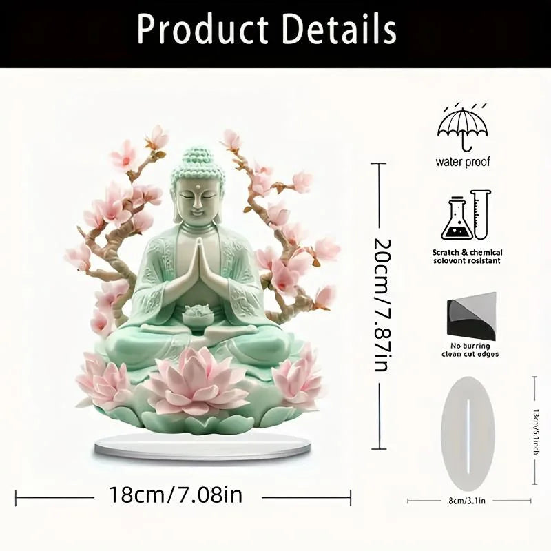 statue bouddha fleurs lotus or blanc artisanal decoratif maison